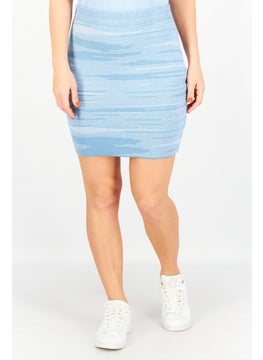 NA-KD Women Knitted Pull On Casual Pencil Skirts, Dusty Blue  - Image 1