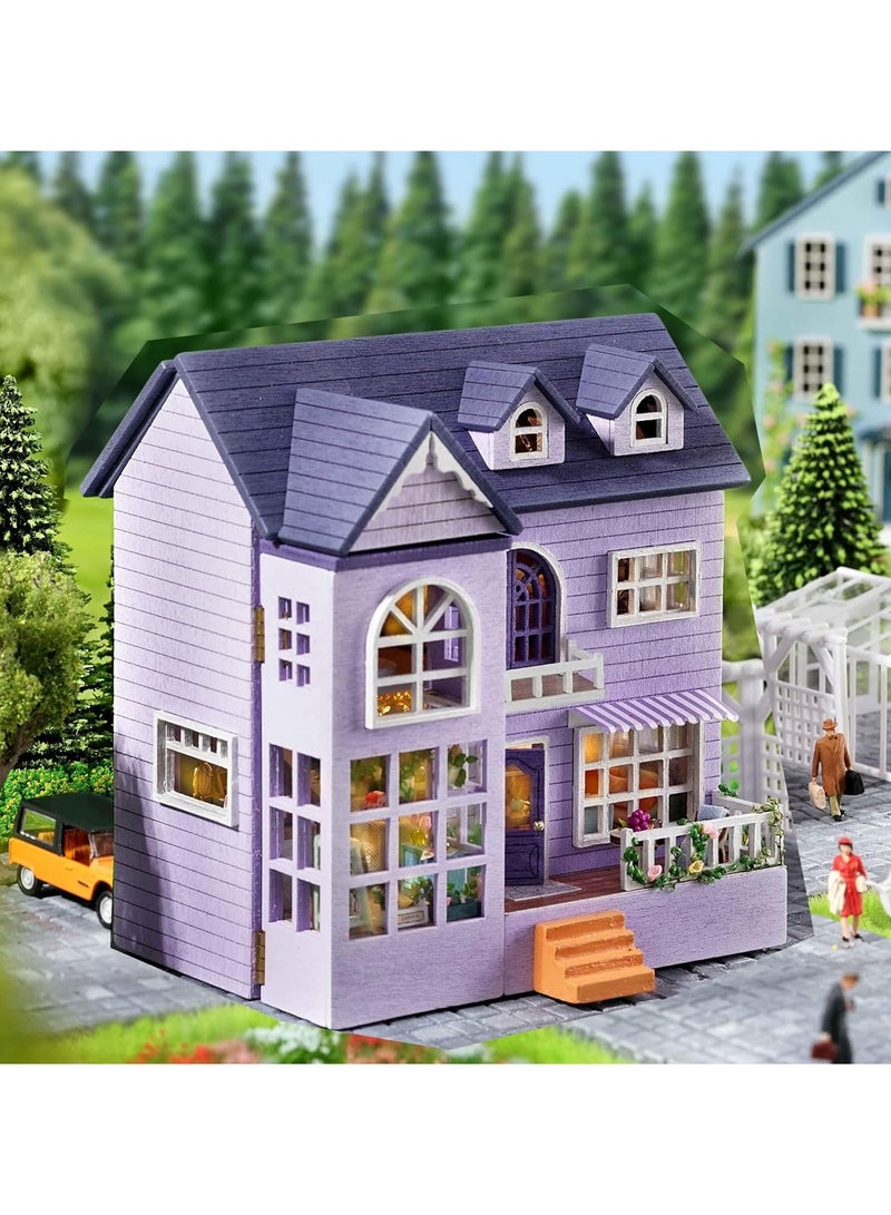 عام طقم أثاث خشبي مصغر لبيت الدمى DIY، بيت دمى يدوي صغير مع LED، طقم أثاث بمقياس 1:24، ألعاب بيت دمى إبداعية لأصدقائك البالغين وأحبائك كهدية عيد ميلاد. - Image 5