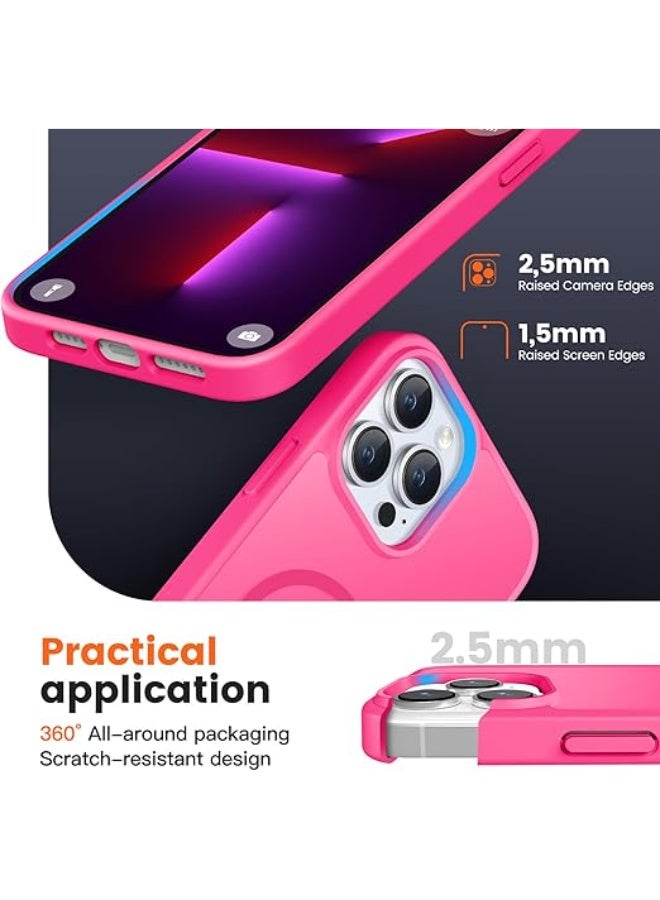 Compatible with iPhone 14 pro max Case for Magnetic iPhone 14 pro max Phone Case, [Compatible with Magsafe] Slim Translucent Matte Shockproof Bumper Drop Protection Girls Women Boy Cover, (Hot Pink) - Image 4