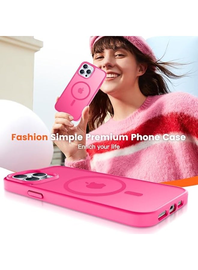 Compatible with iPhone 14 pro max Case for Magnetic iPhone 14 pro max Phone Case, [Compatible with Magsafe] Slim Translucent Matte Shockproof Bumper Drop Protection Girls Women Boy Cover, (Hot Pink) - Image 3