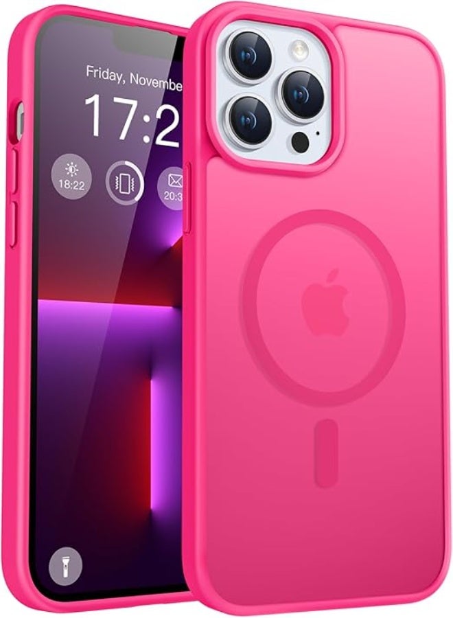 Compatible with iPhone 14 pro max Case for Magnetic iPhone 14 pro max Phone Case, [Compatible with Magsafe] Slim Translucent Matte Shockproof Bumper Drop Protection Girls Women Boy Cover, (Hot Pink) - Image 1