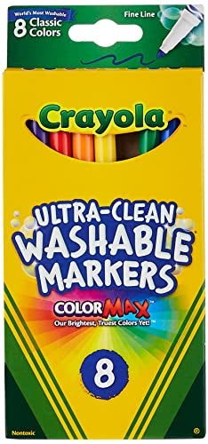 Crayola Ultra-Clean Washable Markers, Color Max, Fine Line Classic Colors 8 Ea - Image 1
