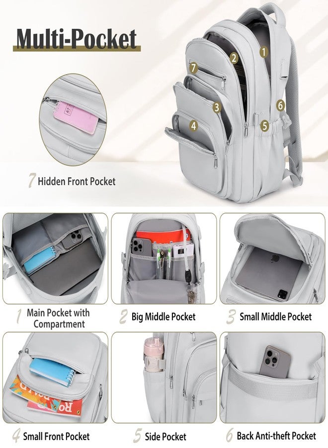 DIGOBAY Casual Multi-Pocket Backpack, Grey, Traditional Backpacks - Image 3