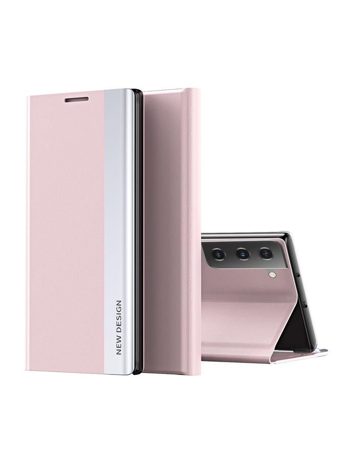 The Bros Case For Samsung Galaxy S21 FE Side Electroplated Magnetic Ultra-Thin Horizontal Flip Leather Case with Holder