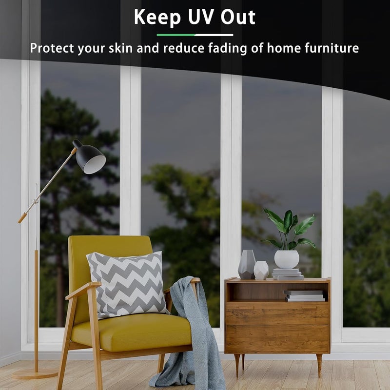 KAPIX Window Sticker for Privacy, Glass Film One-Way Black Film Anti Uv Tint for Home, Reflective Mirror Sun Blocking Heat Control UV Protection| Privacy Glass Film (51 x 200 cm) - Image 5