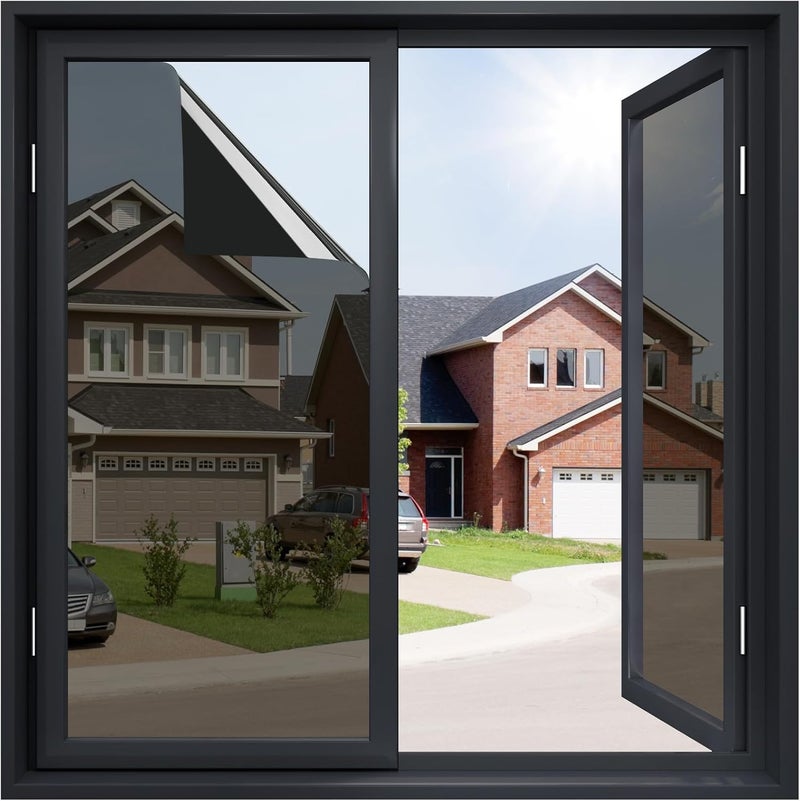 KAPIX Window Sticker for Privacy, Glass Film One-Way Black Film Anti Uv Tint for Home, Reflective Mirror Sun Blocking Heat Control UV Protection| Privacy Glass Film (51 x 200 cm) - Image 1