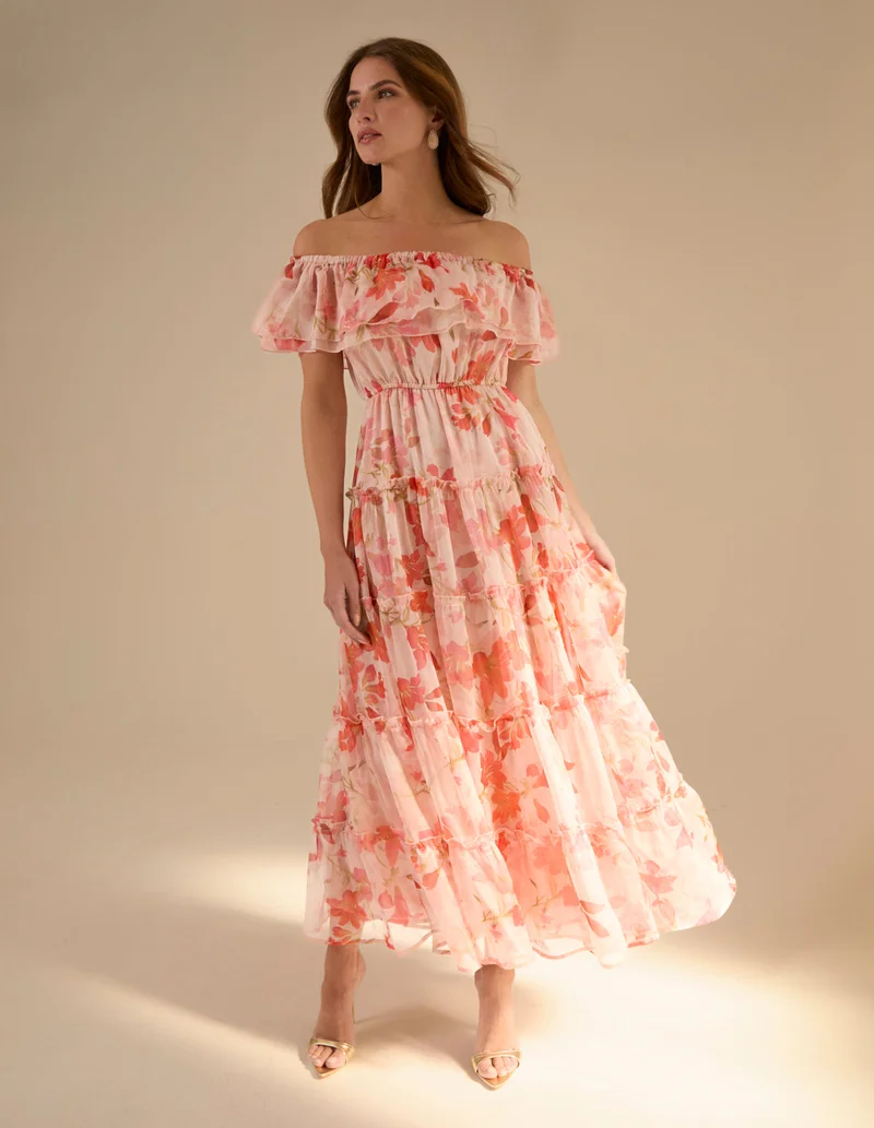 بلو فانيلا Luxe Off The Shoulder Frill Maxi Dress