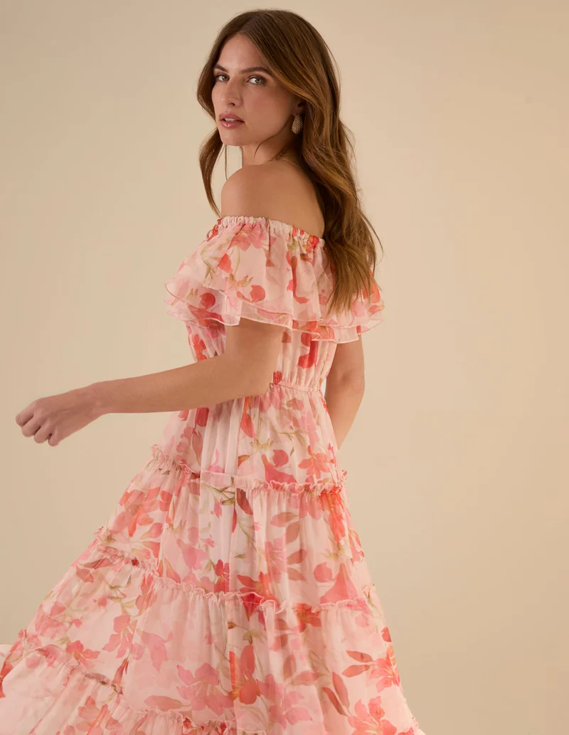 بلو فانيلا Luxe Off The Shoulder Frill Maxi Dress