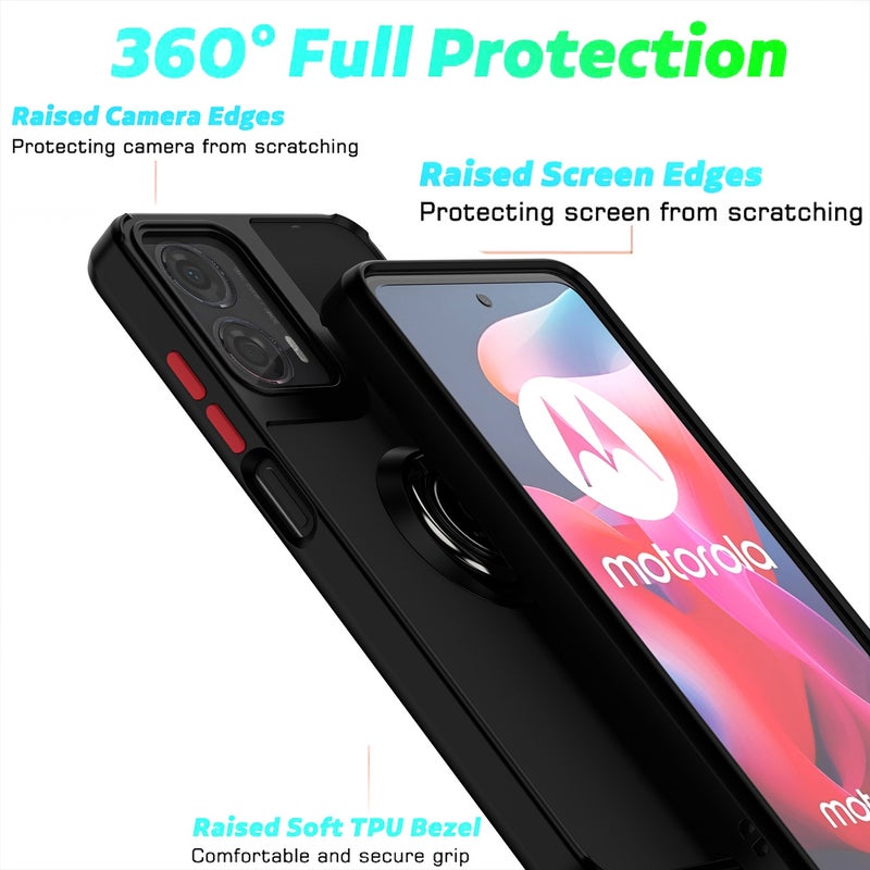 HuHa Protective Cover For Motorola Moto G24 / G04 Q Shadow 1 Series TPU + PC Phone Case with Ring(Sky Blue) - Image 3
