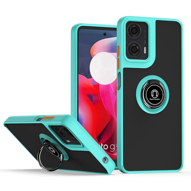 HuHa Protective Cover For Motorola Moto G24 / G04 Q Shadow 1 Series TPU + PC Phone Case with Ring(Sky Blue) - Image 1