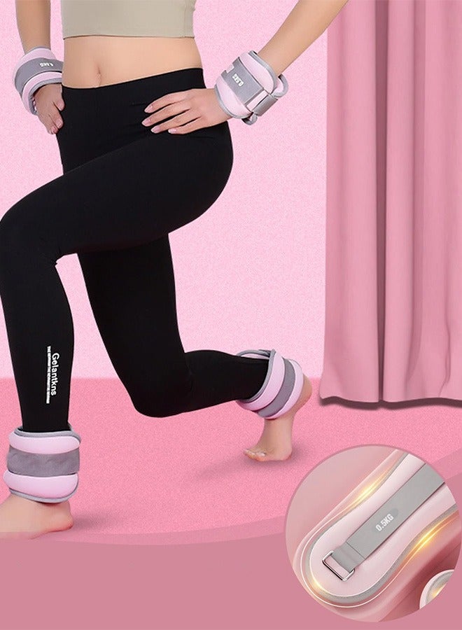 هاهاهاي طقم مكون من قطعتين من أوزان الكاحل والساق والذراع والمعصم، أوزان لليد والقدم، 1 كجم لكل زوج، إحكام قابل للتعديل، مناسب للنساء ذوات القوة الأقل والأطفال الراقصين، للحركة والجري والجمباز (وردي) - Image 4