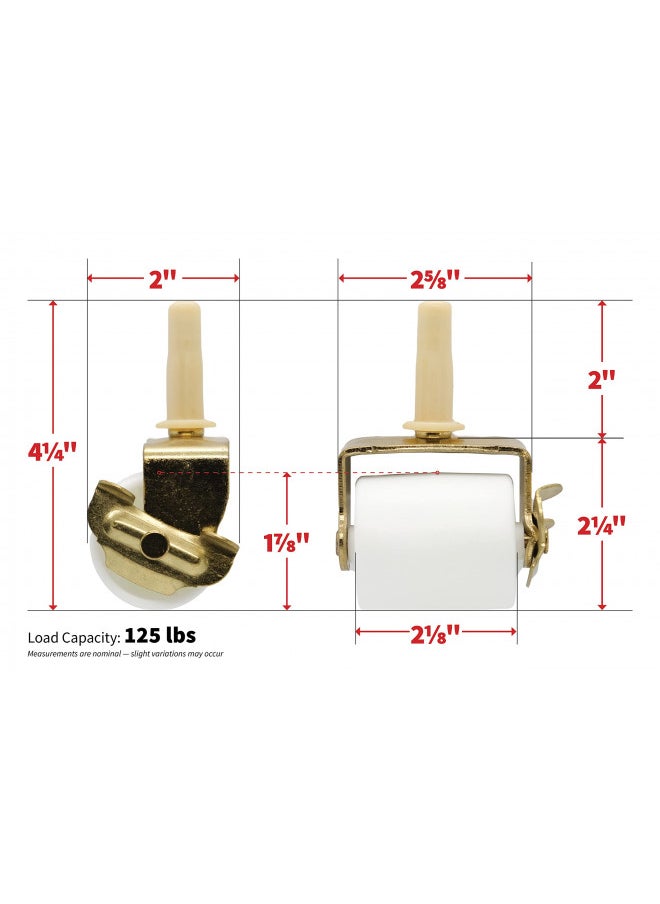 Shepherd Hardware Shepherd Hardware 9536 2-1/8-Inch White Bed Rollers with Side Brake, 2-Pack  - Image 5
