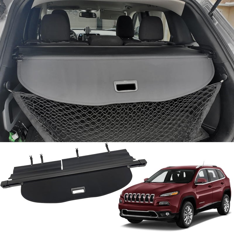 VESUL Retractable Cargo Cover for Jeep Cherokee 2014-2018 - Black Privacy Shade with Extra Canvas Cover - Image 1