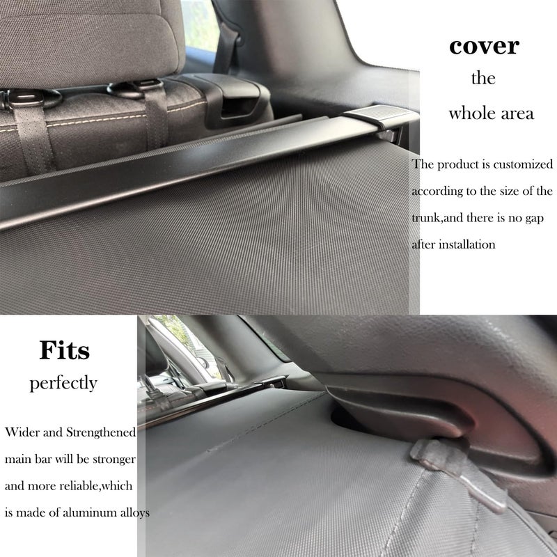 VESUL Retractable Cargo Cover for Jeep Cherokee 2014-2018 - Black Privacy Shade with Extra Canvas Cover - Image 2