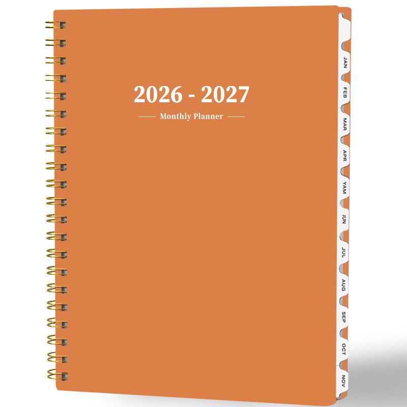 Ymumuda 2026 Planner-2 Year Monthly Planner 2026-2027, JAN.2026 - DEC.2027, 8.5" x 11", 26-27 Monthly Calendar,Large Planner with Spiral Bound, 24 Months Perfect for School Office Schedule - Orange - Image 1