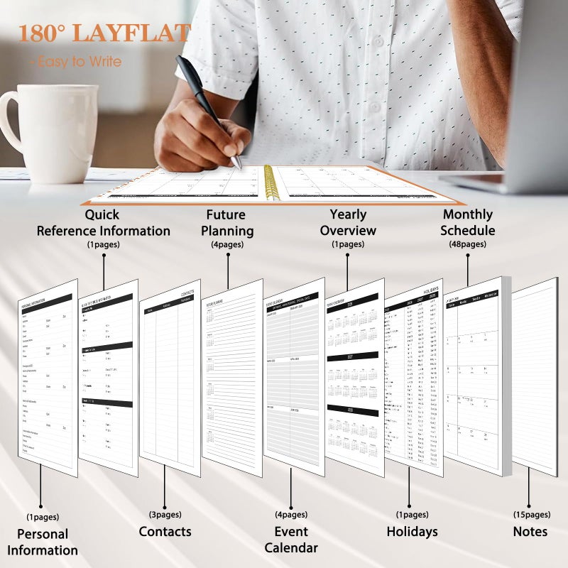 Ymumuda 2026 Planner-2 Year Monthly Planner 2026-2027, JAN.2026 - DEC.2027, 8.5" x 11", 26-27 Monthly Calendar,Large Planner with Spiral Bound, 24 Months Perfect for School Office Schedule - Orange - Image 3