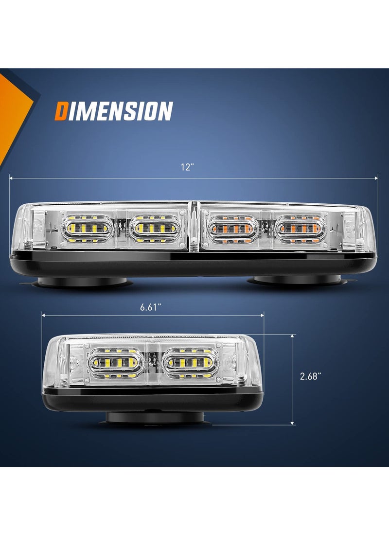 SYOSI - 48 LED Emergency Strobe Light Bar for Roof Top, High Visibility Amber/White, 12-24V, Mini LED Safety Warning Light with Magnetic Base, Suitable for Cars, Snow Plows, Trucks, Construction Vehicles - Image 1