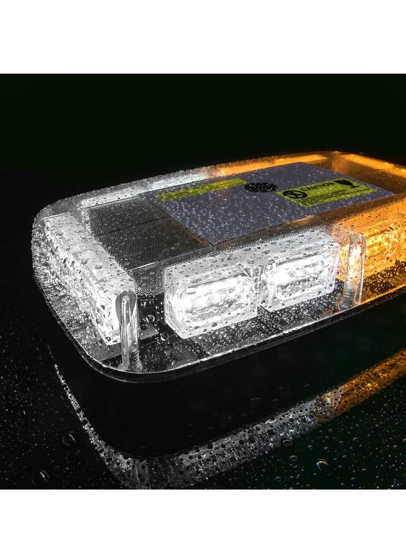 SYOSI - 48 LED Emergency Strobe Light Bar for Roof Top, High Visibility Amber/White, 12-24V, Mini LED Safety Warning Light with Magnetic Base, Suitable for Cars, Snow Plows, Trucks, Construction Vehicles - Image 1