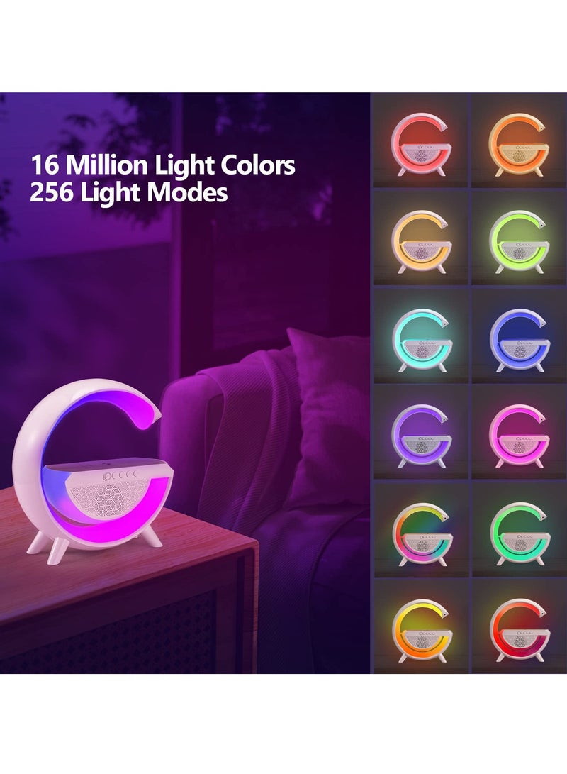 SYOSI LED Table Lamp with Wireless Charger - Dimmable RGB Color Changing Ambient Light - Music Sync Bluetooth Speaker - Smart Mood Light and Charger - Perfect for Bedroom, Dorm  - Image 4