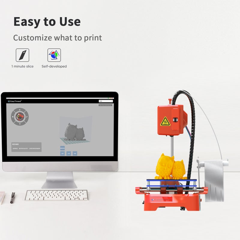 EasyThreed 3D Printer for Kids Mini Desktop 3D Printer 100x100x100mm Print Size No Heated Bed One-Key Printing with TF Card PLA Sample Filament for Beginners Household Education - Image 5