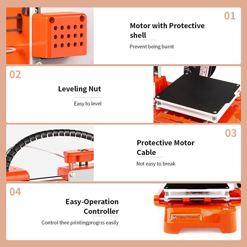 EasyThreed 3D Printer for Kids Mini Desktop 3D Printer 100x100x100mm Print Size No Heated Bed One-Key Printing with TF Card PLA Sample Filament for Beginners Household Education - Image 3
