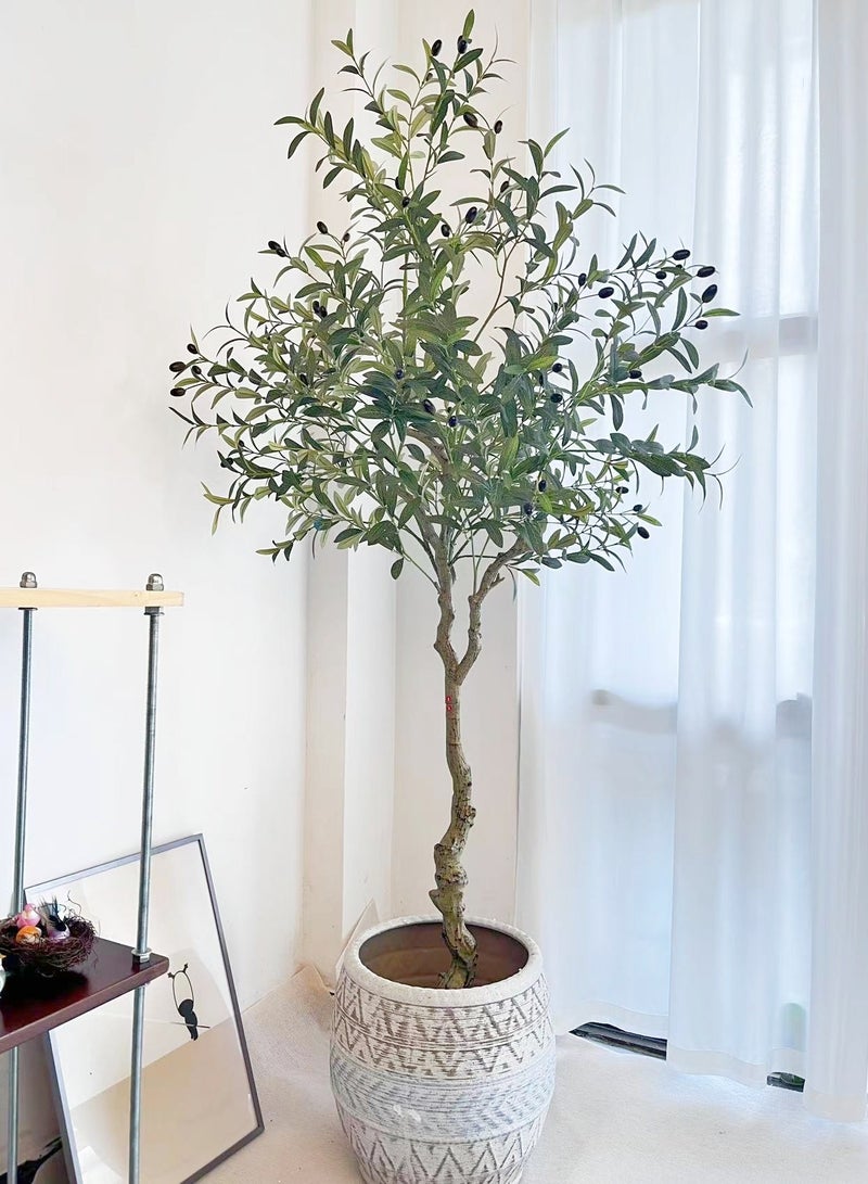 Generic Artificial Olive Tree Potted Plant 6FT 180CM Silk Tree, Perfect Potted Simulated Plant with Straw Basket, Indoor Outdoor Home Office Garden Modern Decoration Housewarming Gift  - Image 3