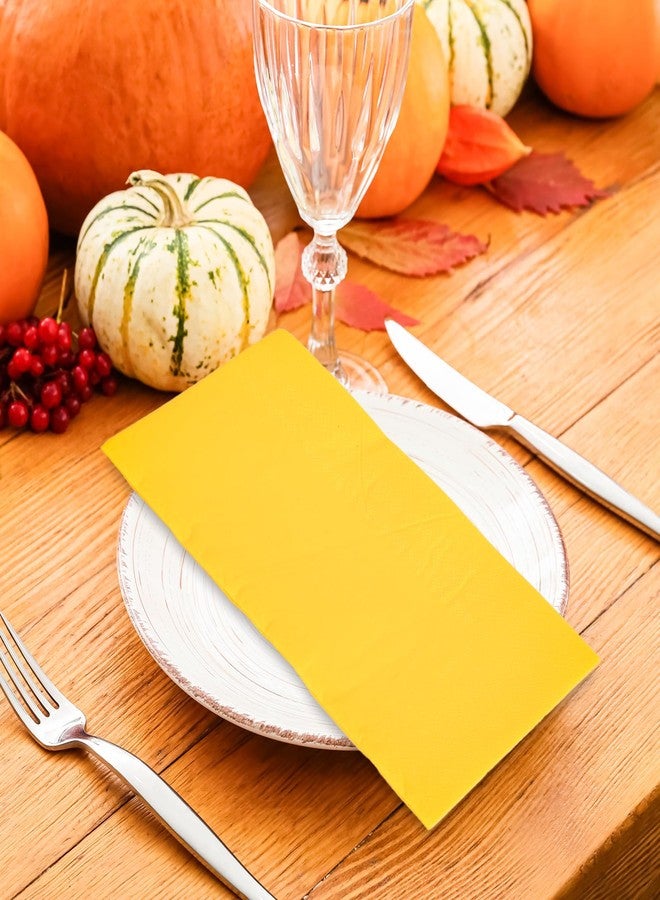 JarThenaAMCS 200Pcs Fall Guest Napkins Orange Yellow Autumn 4 Colors Disposable Dinner Hand Towel Paper Napkins for Bathroom Thanksgiving Party Decor Table Supplies - Image 5