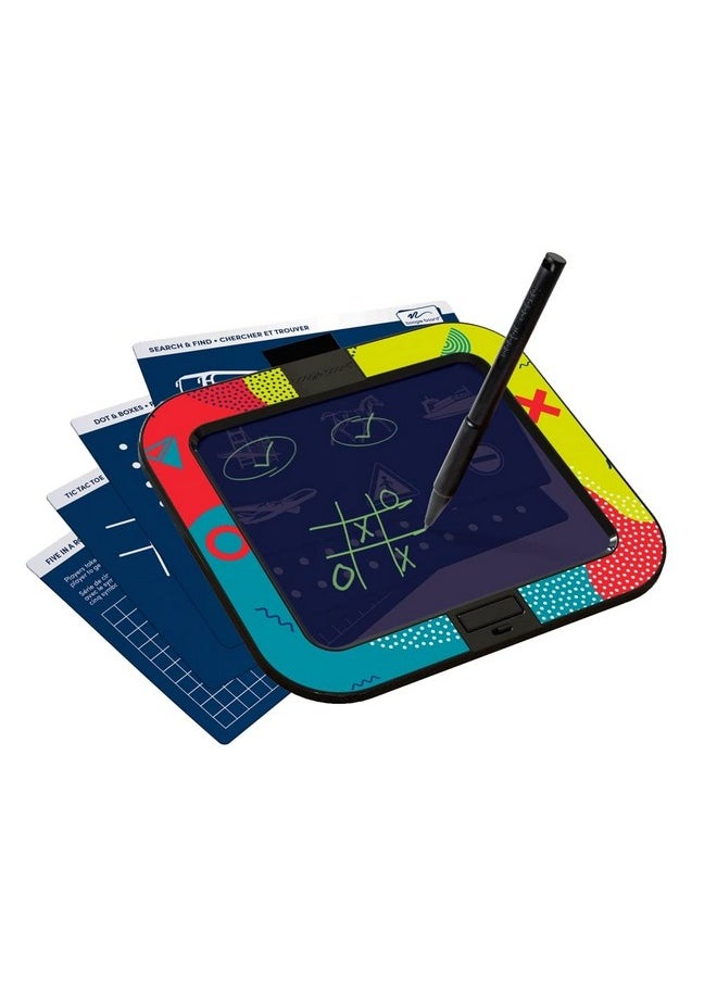 Boogie Board Dash Kids Authentic Portable Drawing Tablet Activity Kit Includes 8 Inch Reusable Drawing Board With Erase Lock Four Travel & Road Trip Game Templates And Stylus For Kids Ages 4+  - Image 1