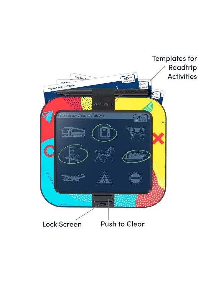 Boogie Board Dash Kids Authentic Portable Drawing Tablet Activity Kit Includes 8 Inch Reusable Drawing Board With Erase Lock Four Travel & Road Trip Game Templates And Stylus For Kids Ages 4+  - Image 5