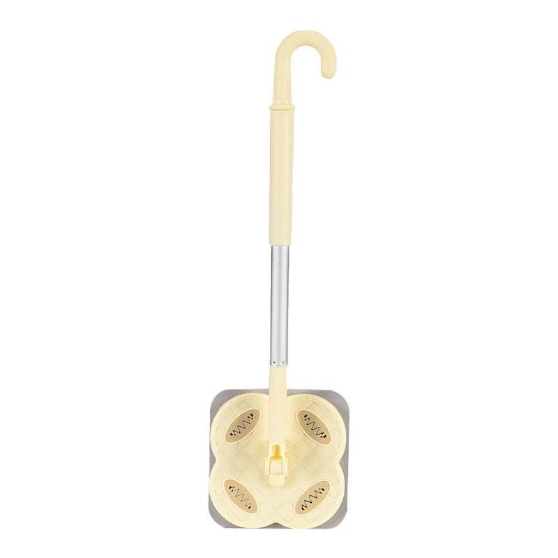 Hand-free electrostatic dust removal face towel lazy telescopic rotating mop wipes facial tissue paper secondary use to wipe the floor Cream Yellow-Section 1