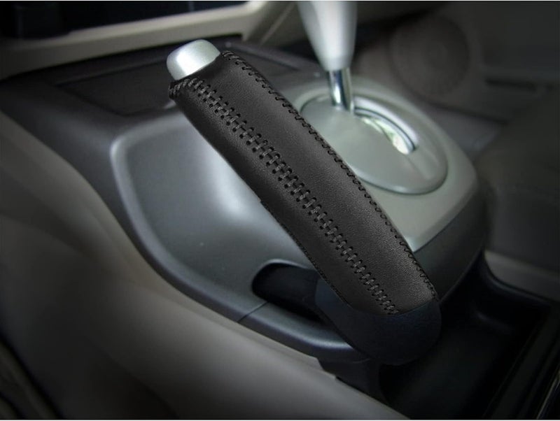 SUNBREATH Genuine Leather Hand-Stitched Handbrake Cover for Honda Civic - Image 4