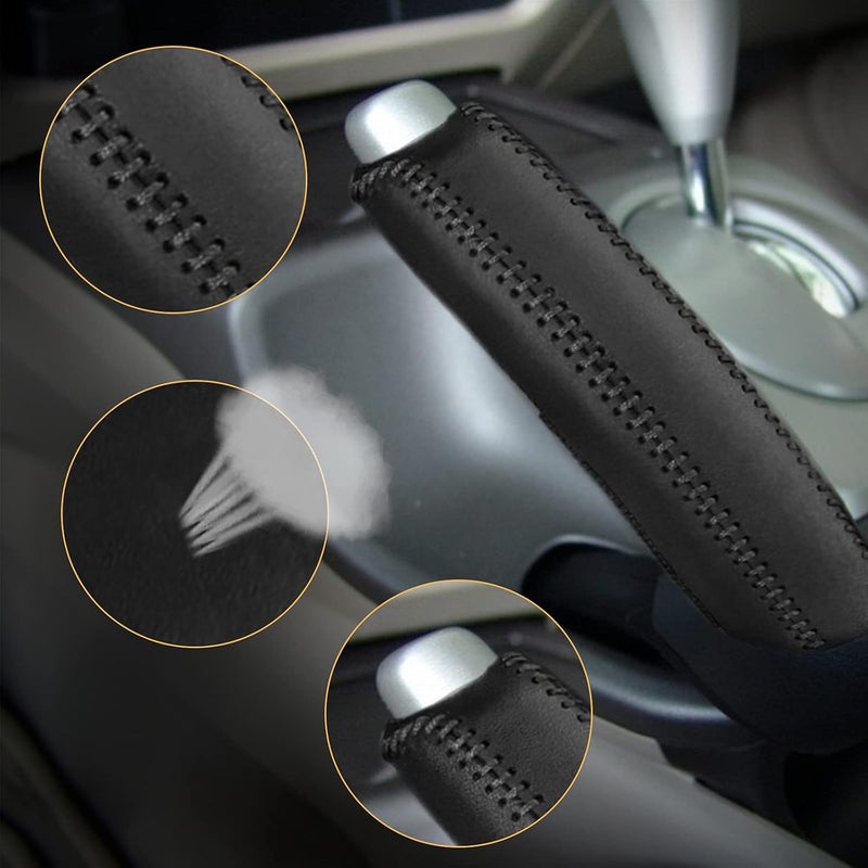 SUNBREATH Genuine Leather Hand-Stitched Handbrake Cover for Honda Civic - Image 1