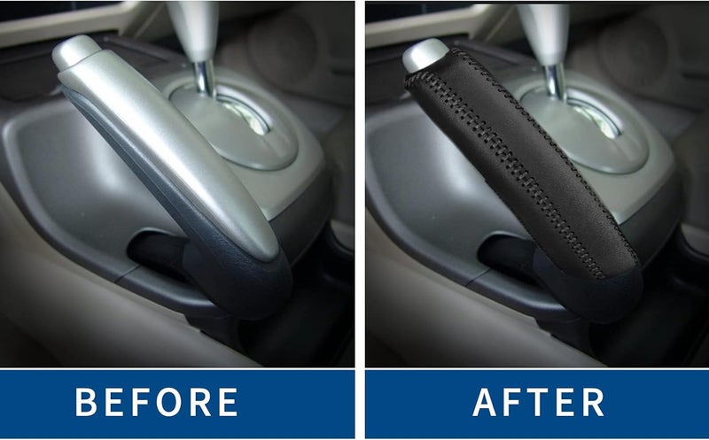 SUNBREATH Genuine Leather Hand-Stitched Handbrake Cover for Honda Civic - Image 5