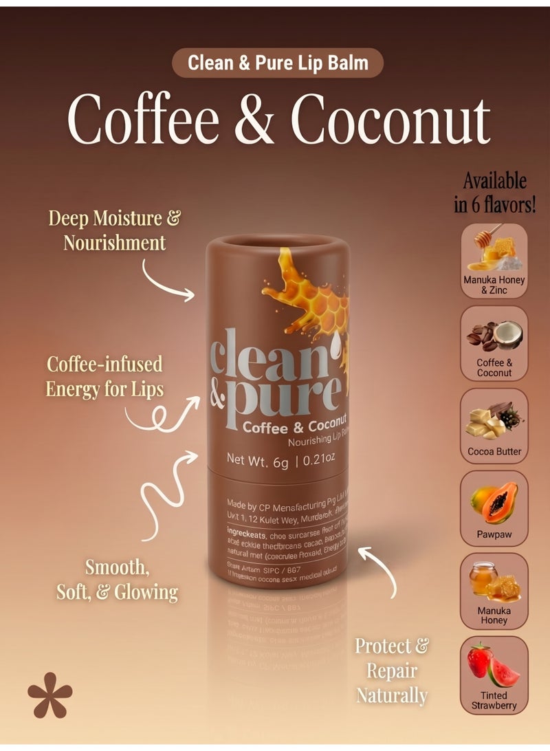 Clean & Pure Coffee & Coconut Lip Balm – 100% Natural with Coffee & Coconut Oil, Moisturizes, Soothes & Repairs Dry Lips, 6g - Image 4
