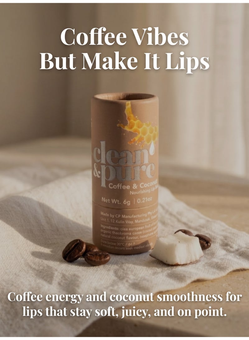 Clean & Pure Coffee & Coconut Lip Balm – 100% Natural with Coffee & Coconut Oil, Moisturizes, Soothes & Repairs Dry Lips, 6g - Image 2
