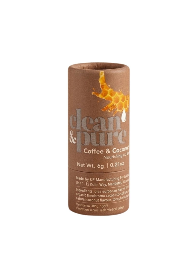 Clean & Pure Coffee & Coconut Lip Balm – 100% Natural with Coffee & Coconut Oil, Moisturizes, Soothes & Repairs Dry Lips, 6g - Image 1