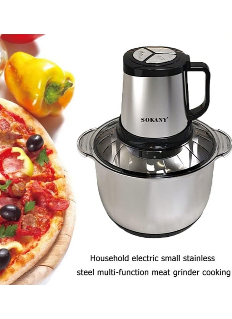 sokany Meat Grinder Electric, Food Processor Onion Vegetable Garlic Chopper, 4 Blades, Stainless Steel Bowl (SK-7015, 800W, 5L)  - Image 4