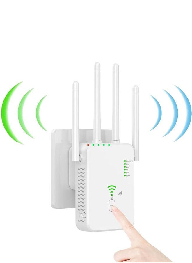 LINJIE - WiFi Extender, Wireless Internet Repeater， With Up to 8000 Square Feet Of Coverage, 1.2Gbps Dual Band 2.4G/5G WiFi Range Extender WiFi Booster And Signal Amplifier - Image 1