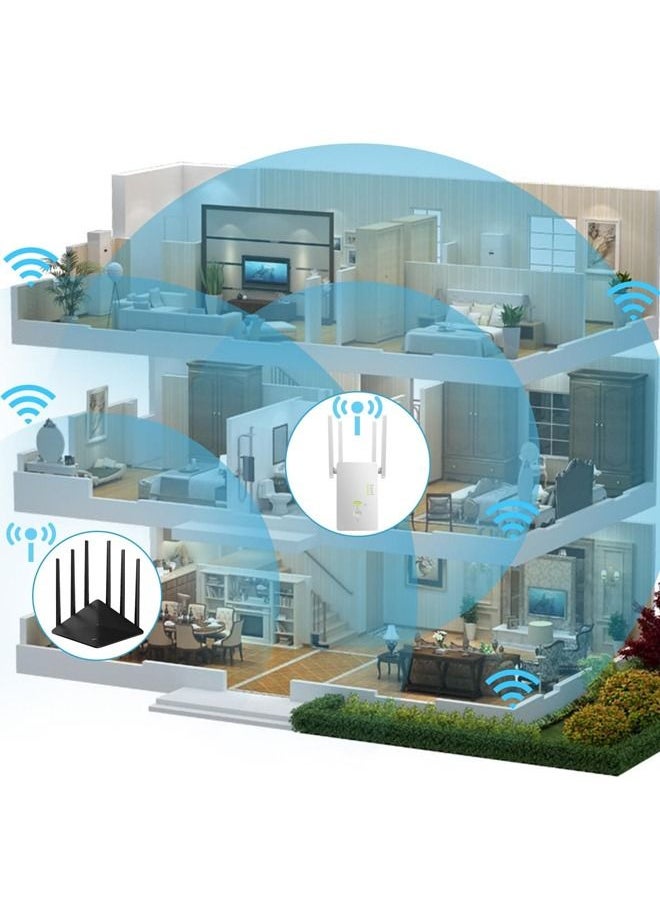 LINJIE - WiFi Extender, Wireless Internet Repeater， With Up to 8000 Square Feet Of Coverage, 1.2Gbps Dual Band 2.4G/5G WiFi Range Extender WiFi Booster And Signal Amplifier - Image 1
