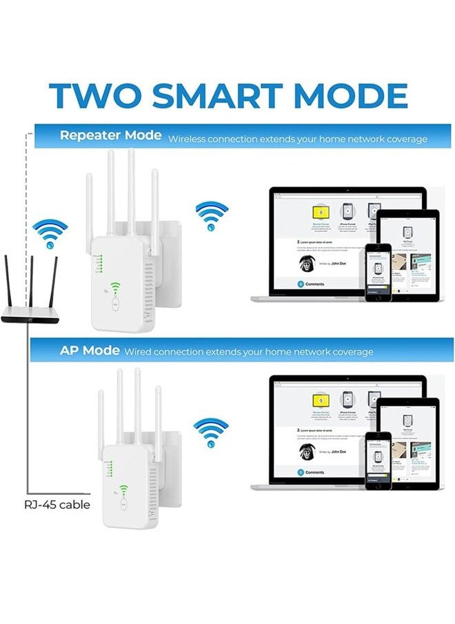 LINJIE - WiFi Extender, Wireless Internet Repeater， With Up to 8000 Square Feet Of Coverage, 1.2Gbps Dual Band 2.4G/5G WiFi Range Extender WiFi Booster And Signal Amplifier - Image 1