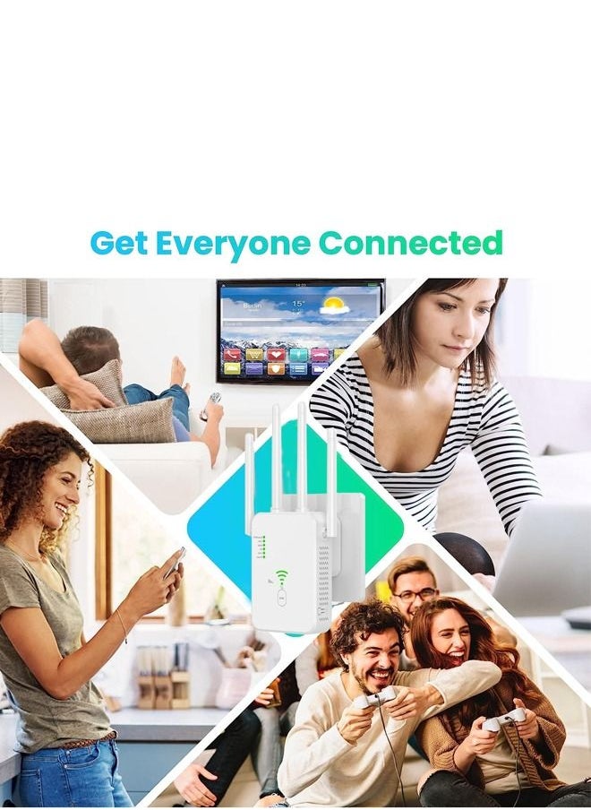 LINJIE - WiFi Extender, Wireless Internet Repeater， With Up to 8000 Square Feet Of Coverage, 1.2Gbps Dual Band 2.4G/5G WiFi Range Extender WiFi Booster And Signal Amplifier - Image 1