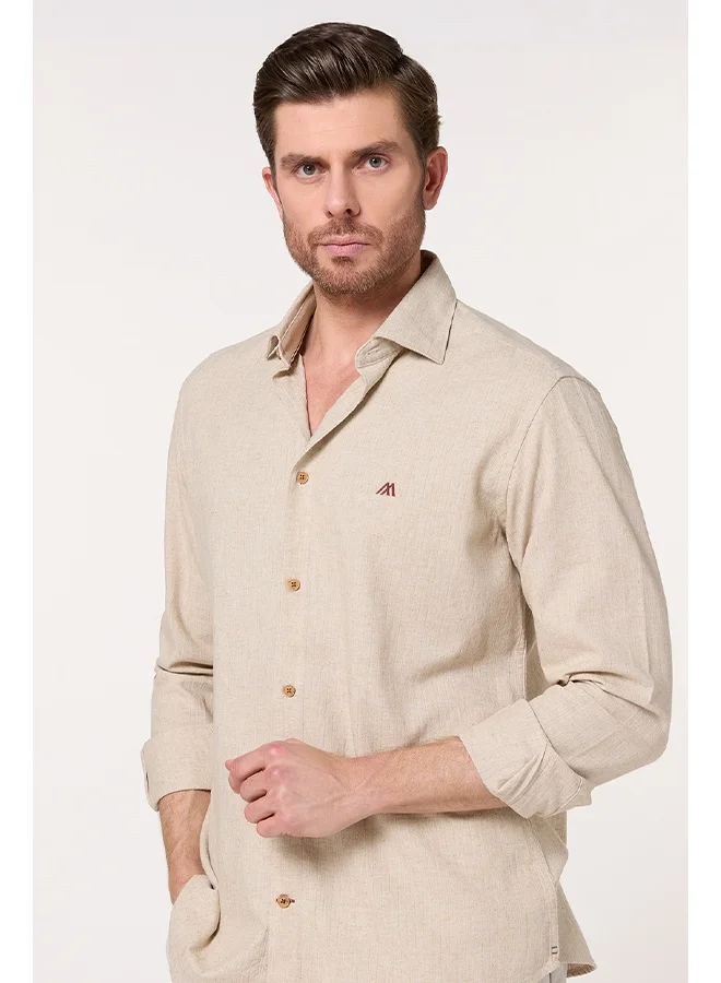 Mannerism The Halo Sand Beige Lyocell Linen Blend Shirt Comfort Fit