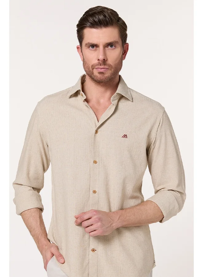 Mannerism The Halo Sand Beige Lyocell Linen Blend Shirt Comfort Fit