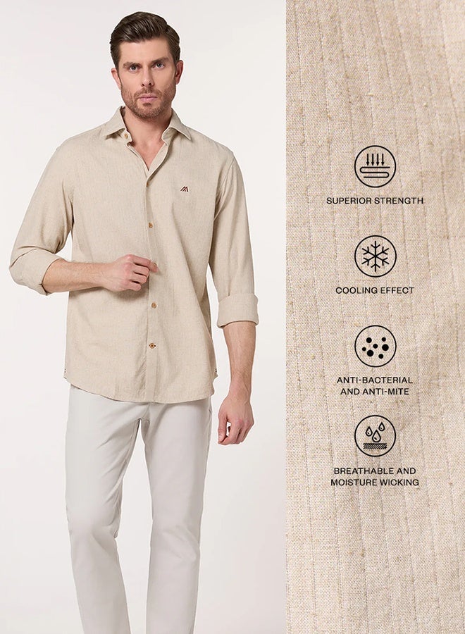Mannerism The Halo Sand Beige Lyocell Linen Blend Shirt - Image 3