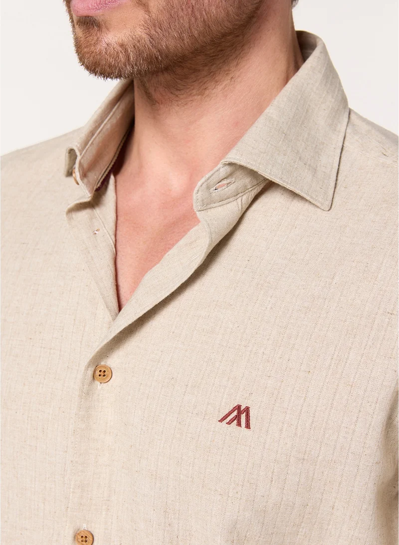 MANNERISM  The Halo Sand Beige Lyocell Linen Blend Shirt for Men | Best Price UAE