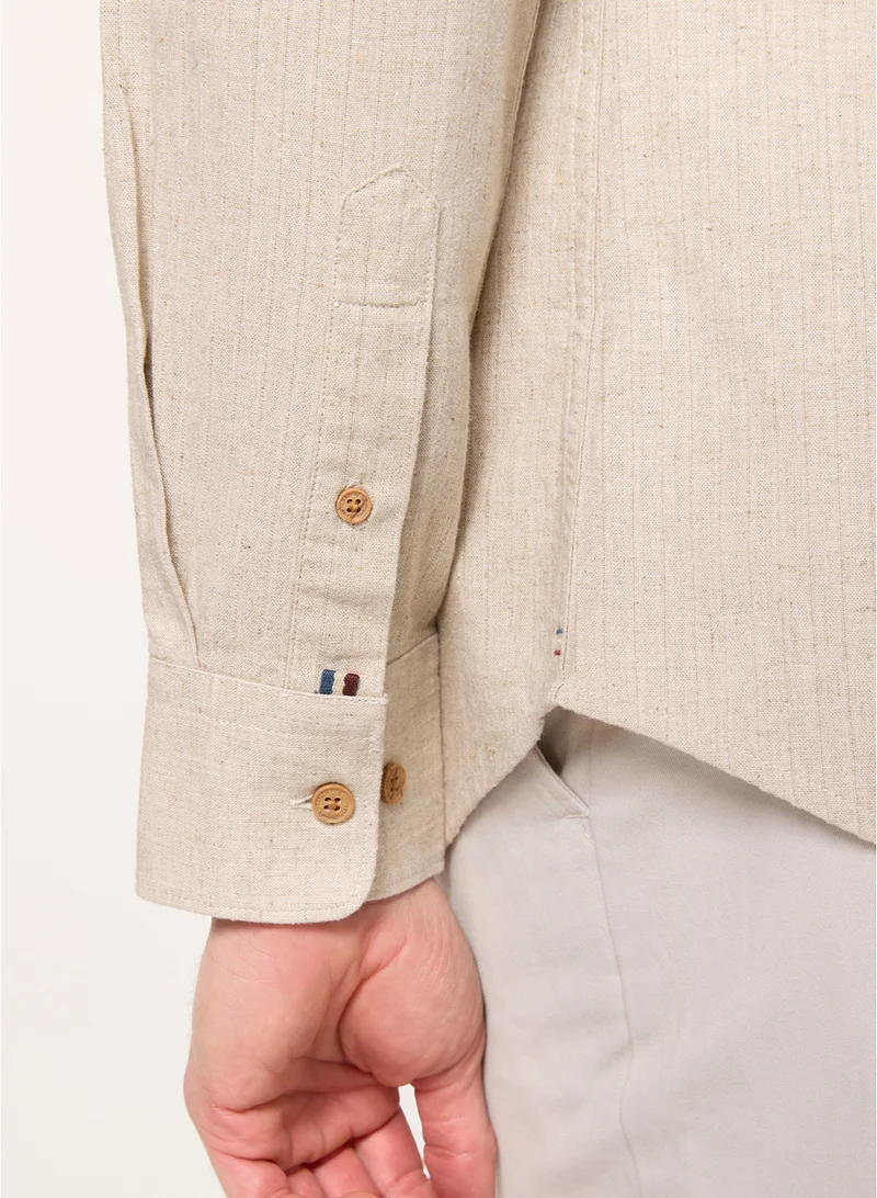 MANNERISM  The Halo Sand Beige Lyocell Linen Blend Shirt for Men | Best Price UAE