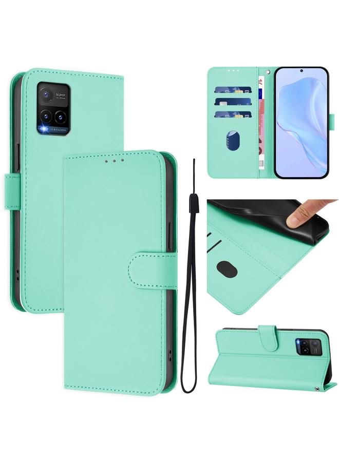 إيروريكس جراب لهاتف vivo Y33S 4G Global / Y21 2021 جراب هاتف جلدي بلون سادة مع حبل - Image 1