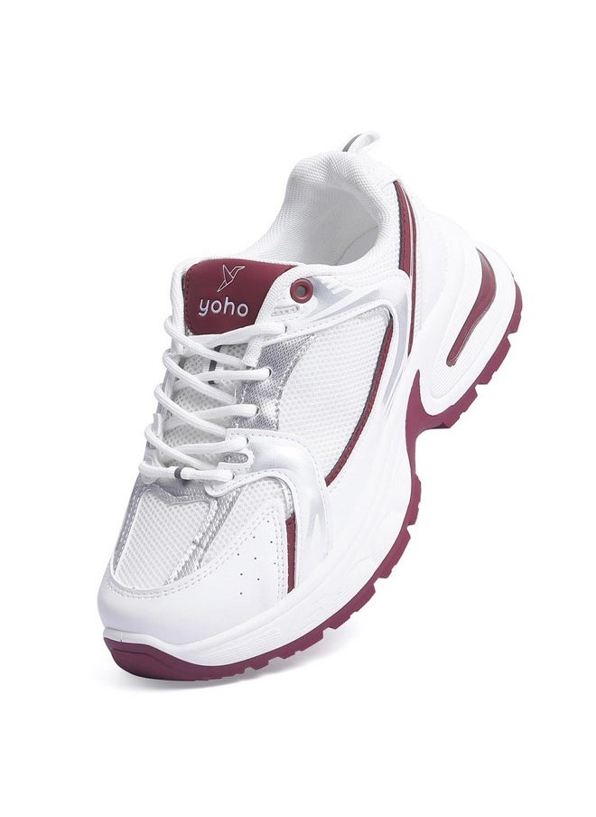 YOHO YOHO Chonks Women’s Sporty Comfortable Chunky Sneakers | Burgundy - UK 3  - Image 1