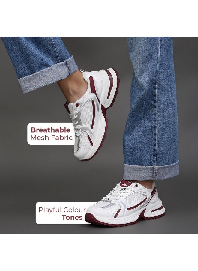 YOHO YOHO Chonks Women’s Sporty Comfortable Chunky Sneakers | Burgundy - UK 3  - Image 3