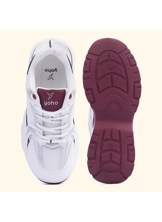 YOHO YOHO Chonks Women’s Sporty Comfortable Chunky Sneakers | Burgundy - UK 3  - Image 5
